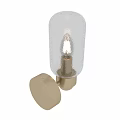 Modern Golden Metal Wall Light With Frosted Glass Shade And Visible Filament