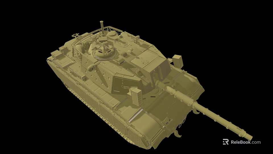 Military Armored Tank With Tracks Turret And Long Cannon Design 3d model 