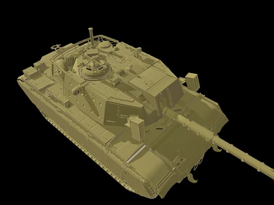 Military Armored Tank With Tracks Turret And Long Cannon Design 3d model