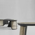 Modern Bed End Stool Rattan Bending Bed End Stool 3d model