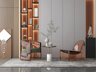Elegant Modern Living Room Table And Chair Set With Glass Metal Frame Brown Green Armchairs 3d model
