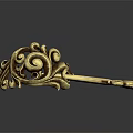 Vintage Golden Key Shaped Jewelry With Intricate Scroll Patterns And Floral Accents