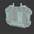 Silver Sci Fi Industrial Scene Component With Vent Control Panel And Protruding Structures