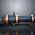 Ancient Black Copper Weapon With Metal Barrel Brass Bands On Metal Stand Vintage Design