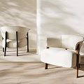 Stylish Cream White Fabric Upholstered Leisure Chair With Solid Wood Legs For Cozy Home Decor
