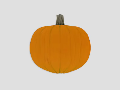 Fresh Ripe Orange Pumpkin with Green Stem and Smooth Ribbed Surface 3d model