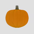 Fresh Ripe Orange Pumpkin with Green Stem and Smooth Ribbed Surface