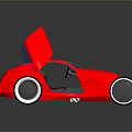 Red Futuristic Concept Car With Open Doors And Aerodynamic Body Design