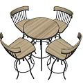 Dining Table Set Collection With Rectangular Round Wooden Tables And Matching Chairs 3d model