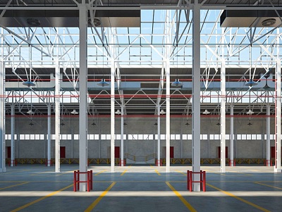 Steel structure industrial workshop warehouse workshop industrial workshop chemical factory workshop production archery bus logistics workshop warehouse 3d model