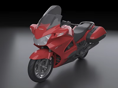 Red Sport Touring Motorcycle With Modern Sleek Design Black Seat And Windshield 3d model