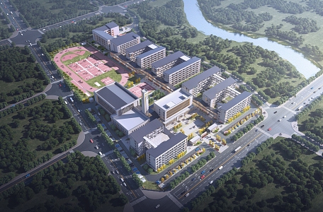 New Chinese School Primary and Secondary School Buildings 3d model