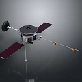 Space Satellite Model With Solar Panels Antenna And Metallic Body Structure Design 3d model