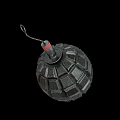 Military Hand Grenade With Black Diamond Pattern Shell And Red Fuse Isolated On Black Background