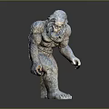 Mythical Snow Yeti Creature 3D Model With Muscular Build And Blue Fur