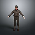 Man in Military Uniform With Helmet Standing Against Gray Background