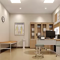 Modern Hospital Outpatient Clinic Waiting Area With Nurse Station And Seating