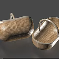 Handwoven Wicker Baskets With White Edges And Handles For Daily Necessities Storage