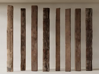 Rustic Wooden Pillars With Natural Texture Arranged In A Row For Interior Space 3d model