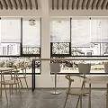 Modern Office Interior With Wooden Ceiling Slats Glass Partitions Reception Desk And City View Window