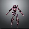 Futuristic Pink Humanoid Robot Character With Mechanical Armor And Detailed Structure Design