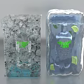Clear Ice Block Display With Vodka Bottle And Fresh Lime Slices 3d model