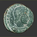 Vintage Coin Shaped Jewelry Piece With Green Patina And Engraved Portrait Design
