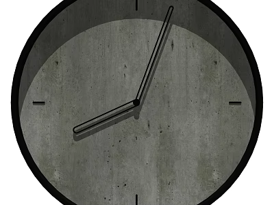 Minimalist Round Gray Wall Clock with Concrete Texture and Black Frame 3d model