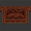 Red Tufted Chesterfield Armchair With Nailhead Trim And Soft Cushion