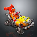 Cartoon Style Off Road Vehicle With Yellow Orange Body Large Tires And Red Seats