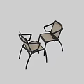Modern Dining Chairs With Black Frame And Woven Seat Backrest Design 3d model