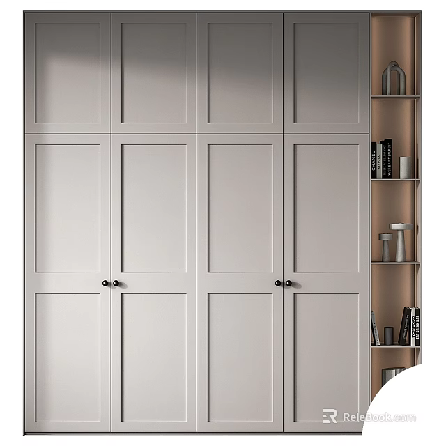 Modern White Wardrobe Design With Panel Doors And Drawer Storage Elements 3d model 