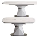 Elegant Modern Dining Table Featuring Textured Marble Top And Geometric Base 3d model