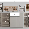 Various Modern Bookcase Designs With Open Shelves Closed Cabinets And Storage Space 3d model