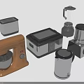 Modern Kitchen Household Appliances Collection Featuring Mixer Toaster Kettle Blender And Steamer