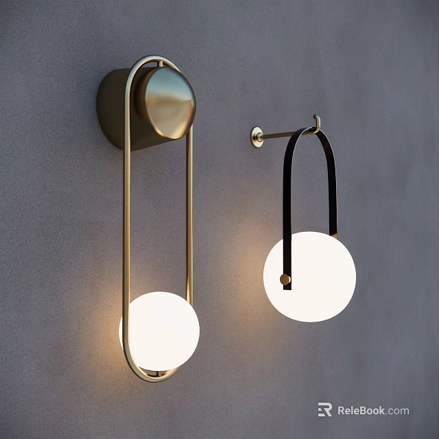 Modern Contemporary Wall Sconces With Gold And Black Metal Frames And Circular Illuminated Shades 3d model 