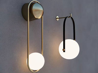 Modern Contemporary Wall Sconces With Gold And Black Metal Frames And Circular Illuminated Shades 3d model