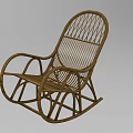 Handwoven Rattan Wicker Rocking Chair With Curved Arms For Comfortable Leisure