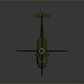 Green Military Helicopter Side View With Rotor Blades And Detailed Exterior