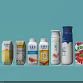Assorted Beverages Including Dairy Drinks And Fruit Juices With Colorful Packaging