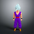Anime Character 3D Model With Silver White Hair Purple Outfit And Yellow Shoes