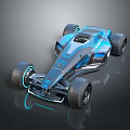 Futuristic Race Car With Blue Neon Lights And Sleek Aerodynamic Design