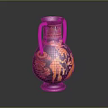 Ancient Greek Decorative Amphora With Double Handles And Figural Red Yellow Patterns