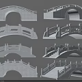 Various Stone Bridge Architectural Models With Ornate Railings And Arch Designs 3d model