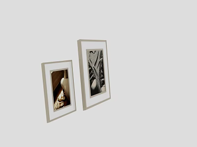 Two Decorative Picture Frames With Black And White Color Photos For Home Wall Decor 3d model