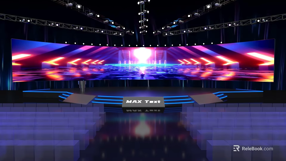 Commercial Stage Equipment with Lighting Setup for MAX TAXI Performance Event 3d model 