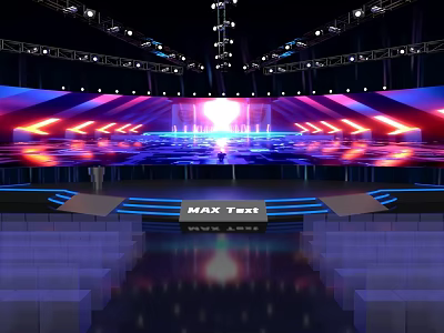 Commercial Stage Equipment with Lighting Setup for MAX TAXI Performance Event 3d model