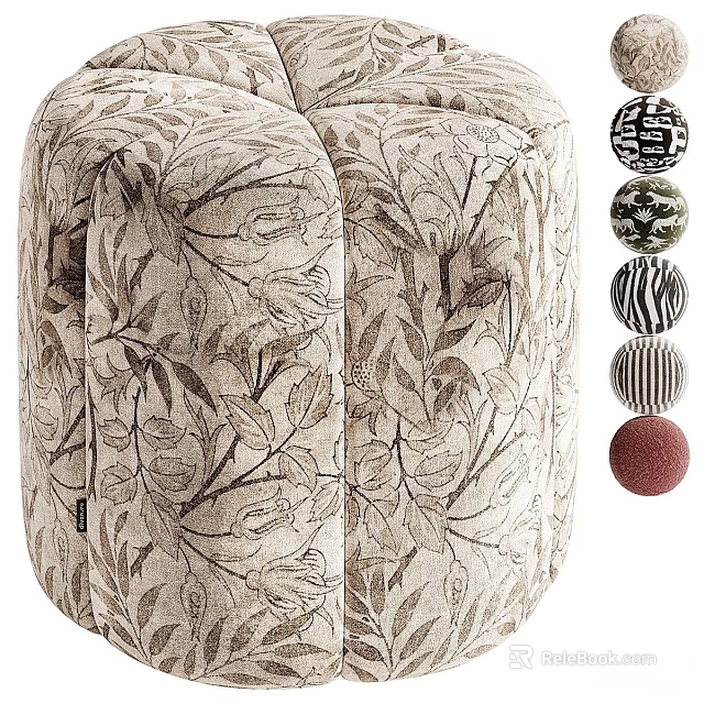 Elegant Vintage Floral Print Upholstered Sofa Stool With Multiple Custom Fabric Options For Home Decor 3d model 