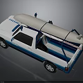SUZUKI Pickup Truck In White And Blue With White Kayak On Truck Bed