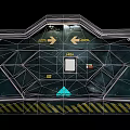 Industrial Sci Fi Hatch Door With Arrows Number 3543 Warning Sign And Caution Stripes